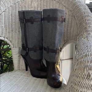 Cole Haan Nike Air Grey wool Brown leather boot